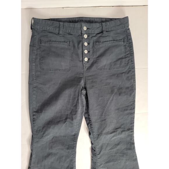 AMERICAN EAGLE Jeans Womens SZ 16 Super High Rise Flare Gray Corduroy 70's Inspo - Picture 3 of 10